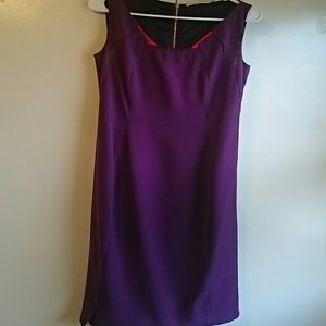 Elie Tahari purple Sheath dress with red collar